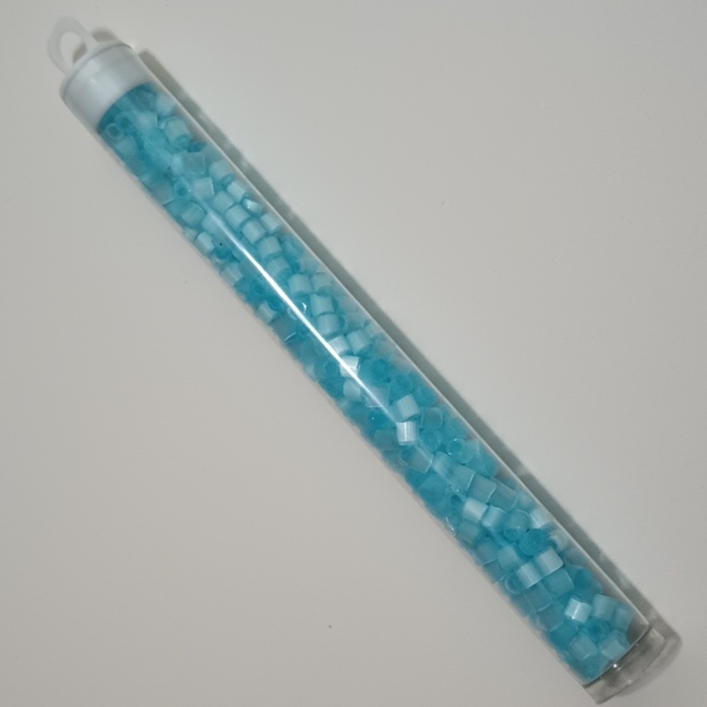 5/$20 Silky Dyna-Mites Sky Blue Glass Seed Bead #6 Cut Off Round 5054SB 5" Tube